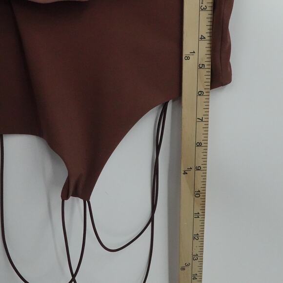 Alix NYC Top Womens Small Brown Cropped Tank Top Spaghetti Strap Asymmetric - Picture 6 of 8